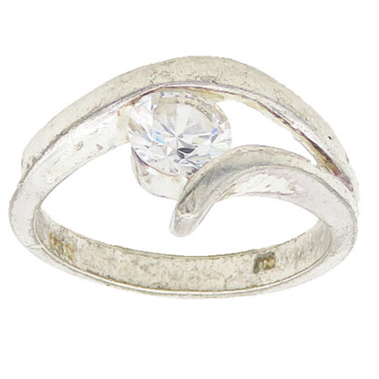 925 Sterling Silver  Vintage Cubic Zirconia Bypass Band Ring Sz 7.5  RG19678