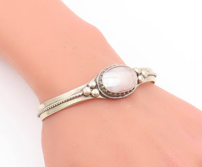 925 Sterling Silver Vintage Bracelet CAROLYN POLLACK Mother Of Pearls   BT10560