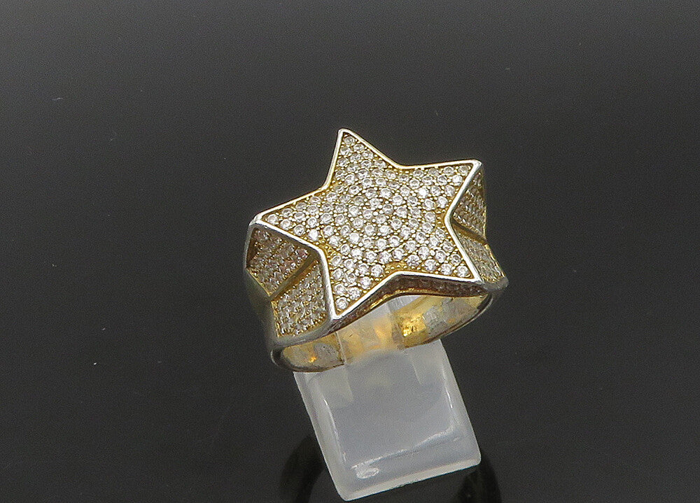 925 Silver   Vintage Cubic Zirconia Star Large Cocktail Ring Sz 12  RG22878