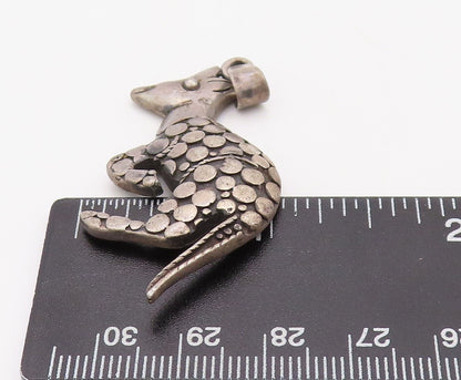 925 Sterling Silver Vintage Pendant Solid Carved Polka Dotted Kangaroo  PT23536