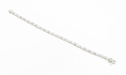 ROSS SIMON 925 Silver  Pink & White Cubic Zirconia Chain Bracelet  BT1561