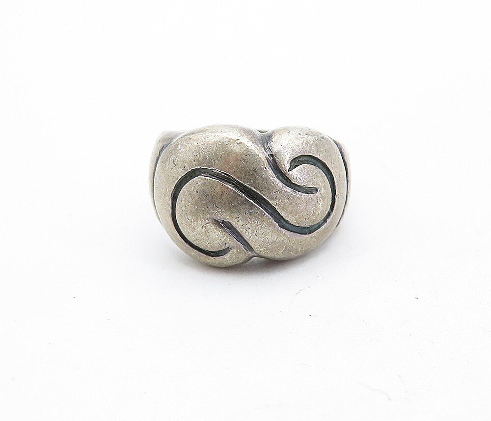 925 Sterling Silver  Vintage Antique Swirl Etched Dome Band Ring Sz 5  RG5466