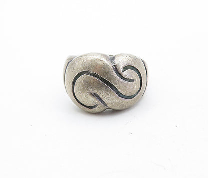 925 Sterling Silver  Vintage Antique Swirl Etched Dome Band Ring Sz 5  RG5466