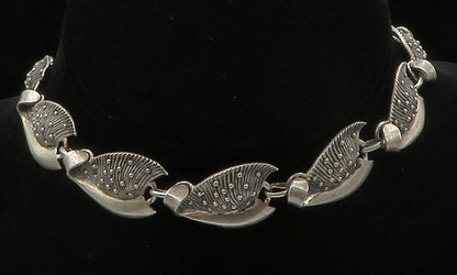 DANECRAFT 925 Sterling Silver  Vintage Floral Leaf Motif Chain Necklace NE2503
