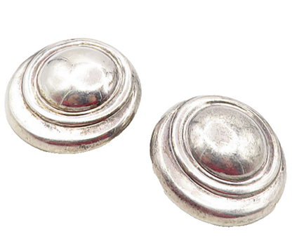 925 Sterling Silver  Vintage Dark Tone Non Pierce Button Drop Earrings  EG4728