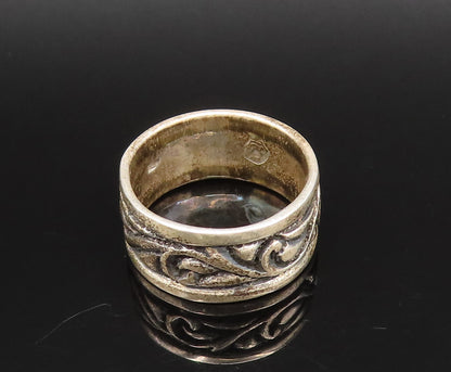 925 Sterling Silver  Vintage Carved Vine Swirl Band Ring Sz 7.5  RG25778