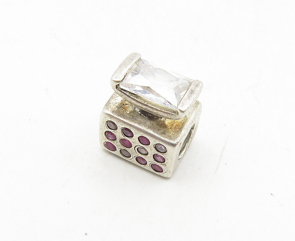 CHAM 925 Sterling Silver  Vintage Cubic Zirconia & Pink Topaz Pendant  PT7179