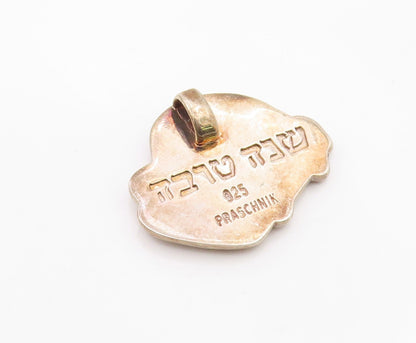 PRASCHNIK ISRAEL 925 Silver  Vintage Buggy Car Hebrew Writing Pendant  PT14583