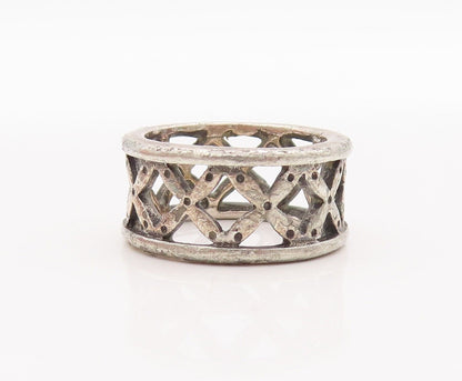 925 Sterling Silver Vintage Ring Minimalist Cutout 'x' Band  Sz 6  RG28552