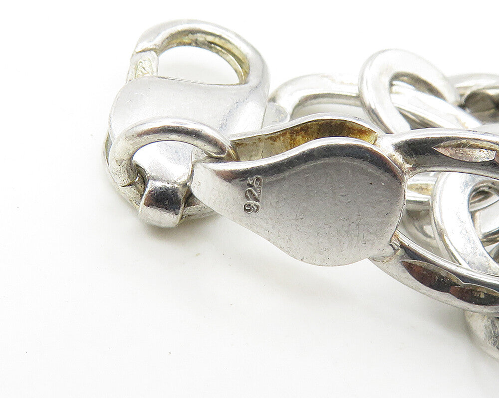 925 Sterling Silver  Vintage Shiny Diamond Cut Oval Chain Necklace  NE2848