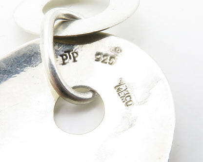 PTP MEXICO 925 Silver  Vintage Shiny Smooth Hammered Linked Pendant  PT13712