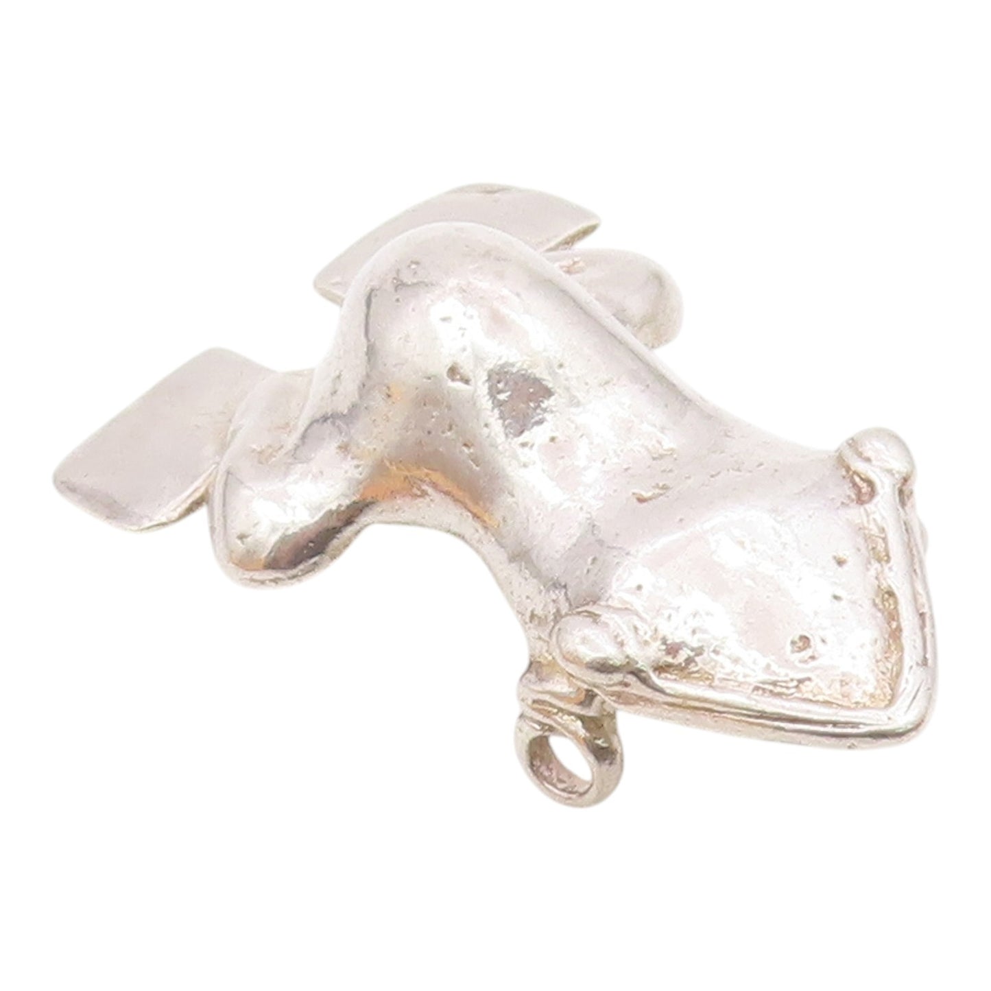 925 Sterling Silver  Vintage Modernist Frog Animal Motif Pendant  PT12107