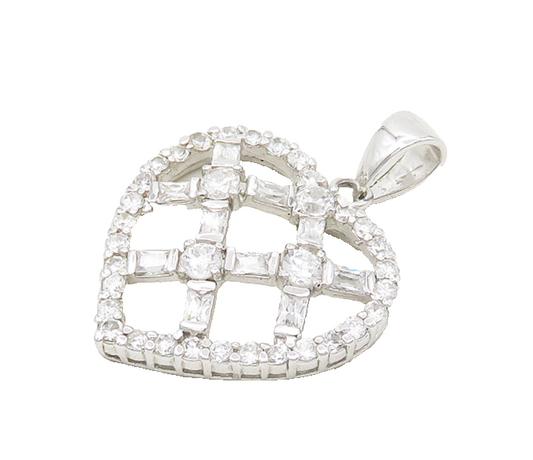 925 Sterling Silver  Sparkling Cubic Zirconia Love Heart Pendant  PT14065
