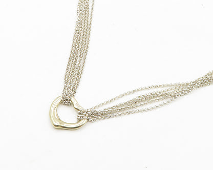 925 Silver & 14K GOLD Vintage Love Heart Multi Strand Chain Necklace NE3049