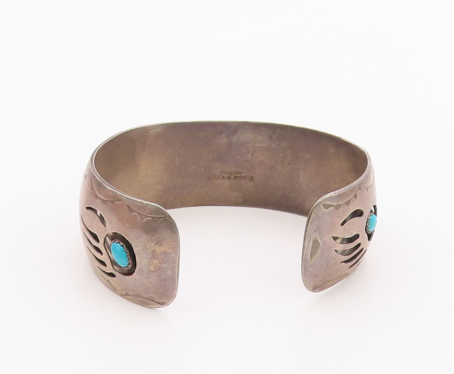 925 Sterling Silver Vintage Bracelet NAVAJO PEARLENE SPENCER Turquoise  BT12107