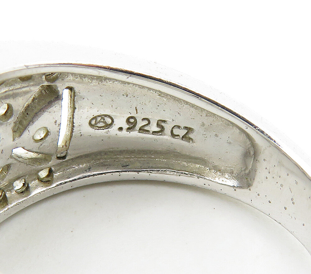 925 Sterling Silver  Cubic Zirconia Concave Cutout Band Ring Sz 7  RG16970