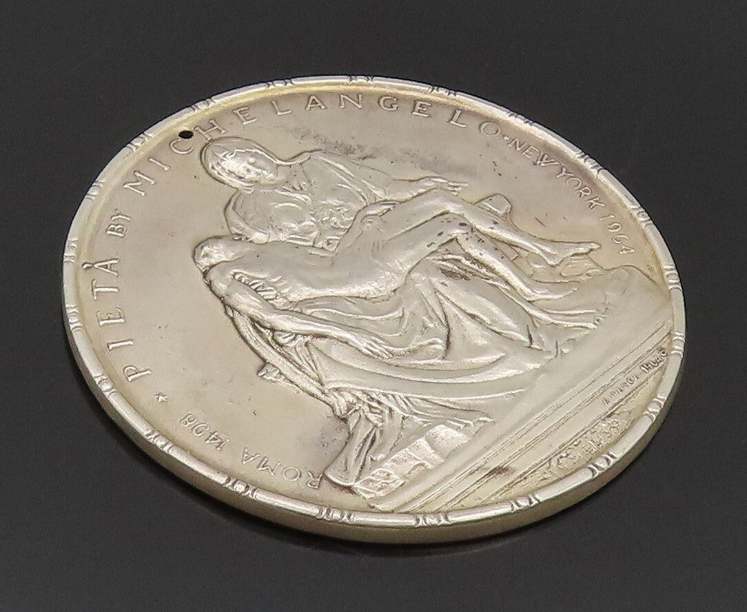 925 Sterling Silver Vintage TOWLE 1964 MICHELANGELO Carved Heavy Coin TR3679