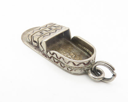 MEXICO 925 Sterling Silver  Vintage Dark Tone Traditional Shoe Pendant  PT9319