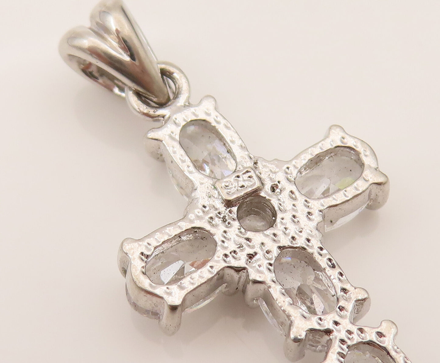 925 Silver  Vintage Dancing Cubic Zirconia Religious Cross Pendant  PT21945