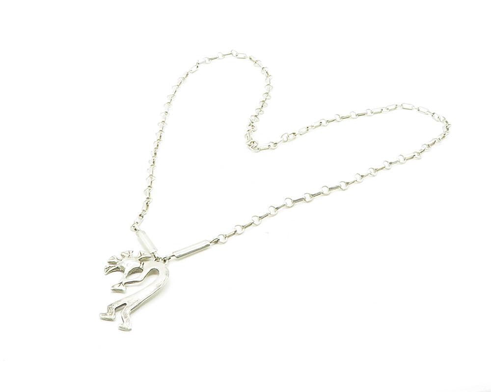 GLENN & IRENE SANDOVAL NAVAJO 925 Silver  Vintage Kokopelli Necklace  NE1868
