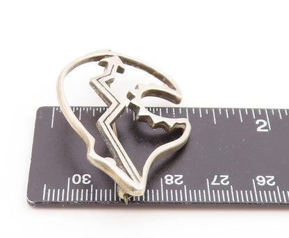 NAVAJO 925 Silver  Vintage Minimalist Bear & Arrow Cutout Brooch Pin  BP9754