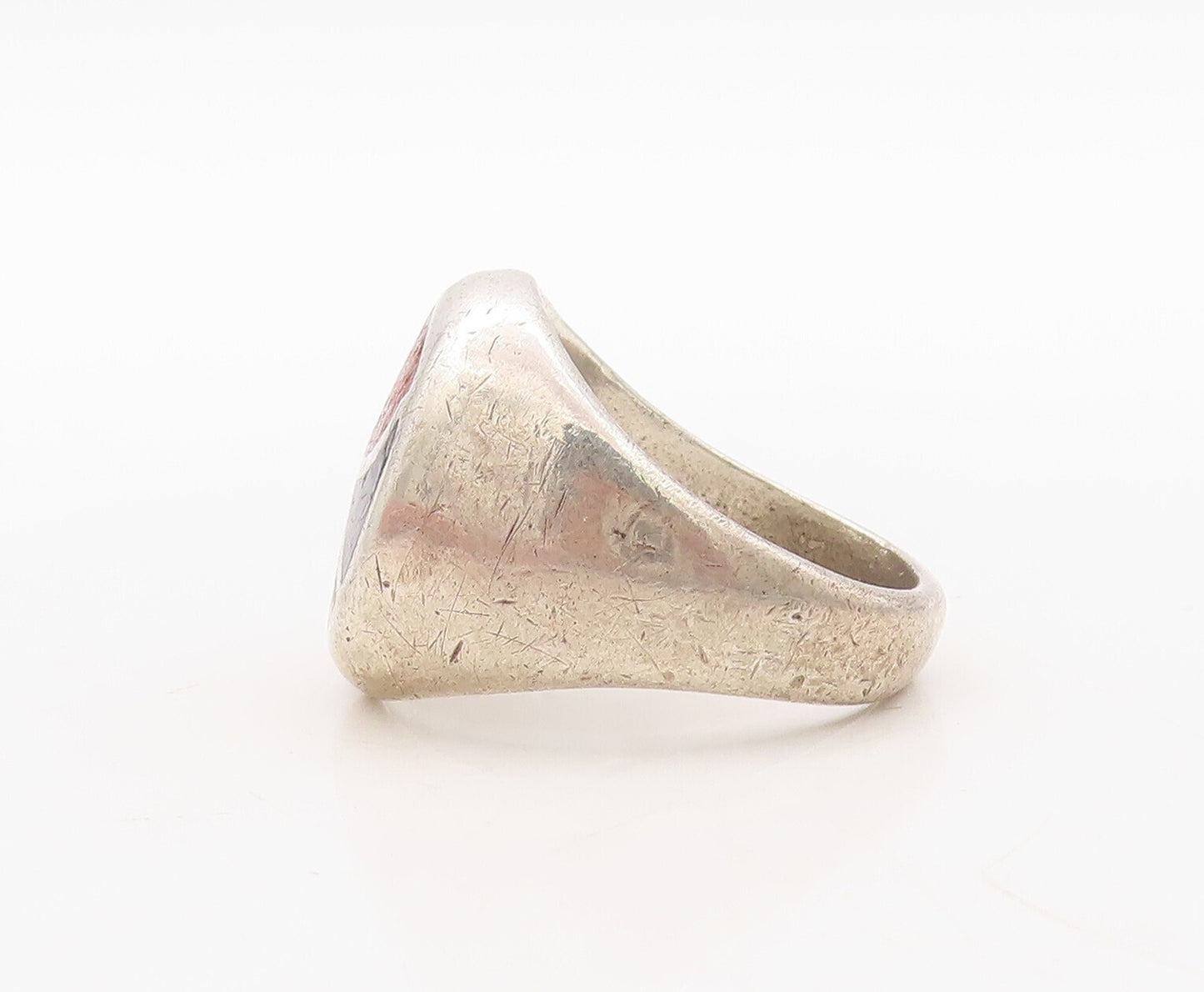 925 Sterling Silver Vintage Ring NAVAJO ZUNI Crushed Turquoise  Sz 9.5  RG31105