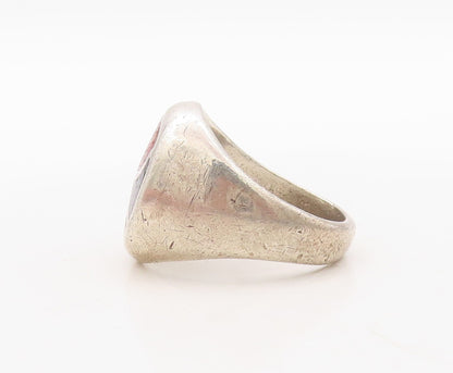 925 Sterling Silver Vintage Ring NAVAJO ZUNI Crushed Turquoise  Sz 9.5  RG31105
