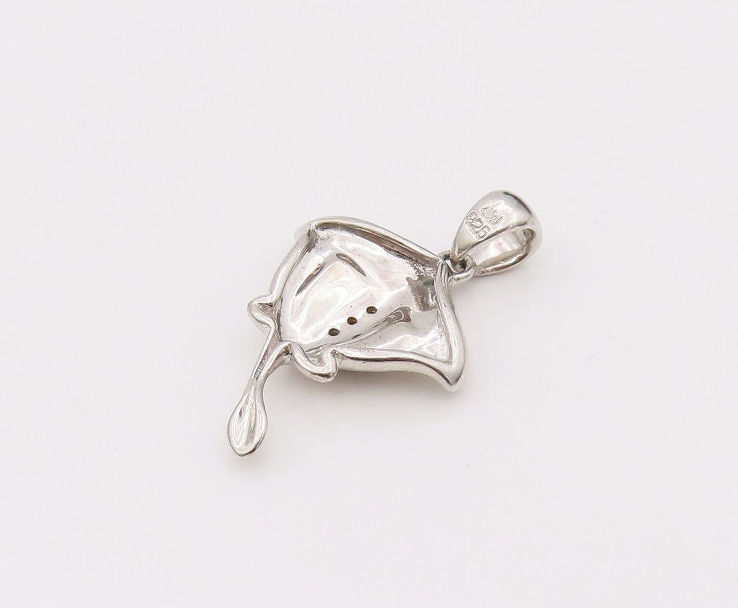 925 Sterling Silver  Vintage Mini Stingray Diamond Spine Pendant PT22040