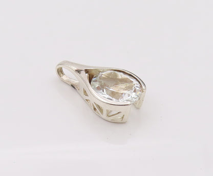 925 Sterling Silver  Vintage Minimalist Topaz Rain Drop Pendant  PT22105