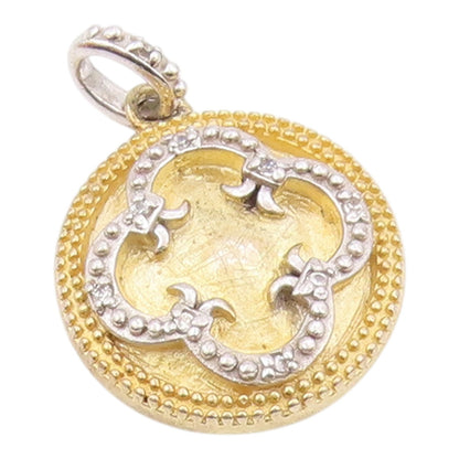 925 Sterling Silver  Vintage Genuine Diamonds Flower Motif Pendant  PT15009