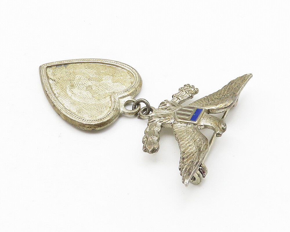 925 Sterling Silver  Vintage United States Navy Love Heart Brooch Pin  BP4197