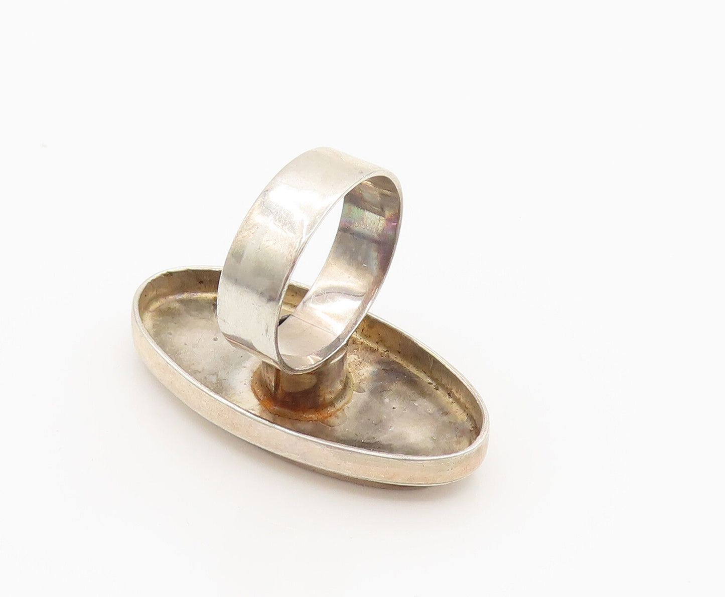 925 Sterling Silver  Vintage Inlaid Sodalite Cocktail Ring Sz 8.5  RG26254