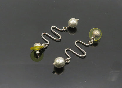 925 Sterling Silver  Vintage Shiny Ball Bead Swirl Dangle Earrings  EG10093