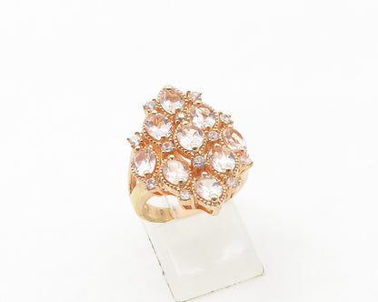 925 Sterling Silver  Topaz Rose Gold Plated Cluster Cocktail Ring Sz 6 RG17190