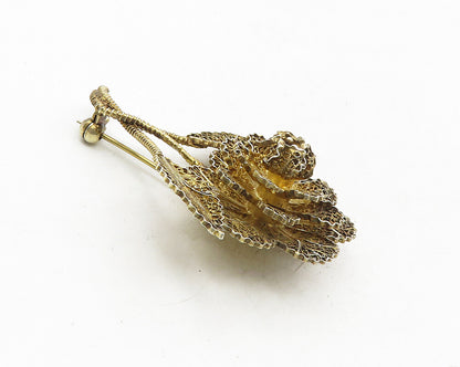 925 Sterling Silver  Vintage Shiny Filigree Flower Motif Brooch Pin  BP3791