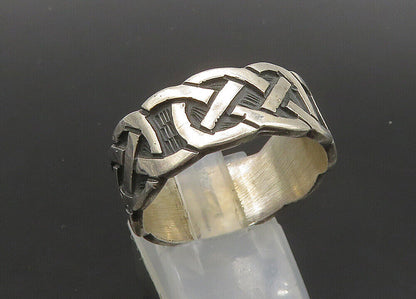 925 Sterling Silver  Vintage Dark Tone Celtic Knot Band Ring Sz 12  RG23535