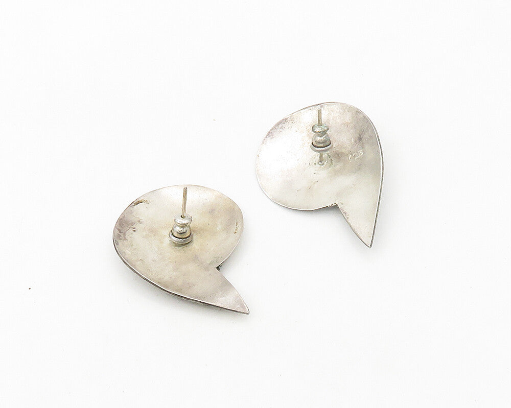 925 Silver & 18K GOLD  Vintage Two Tone Sculpted Design Drop Earrings  EG9496