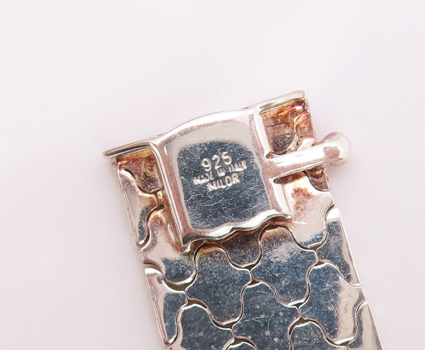 925 Sterling Silver Vintage Bracelet Classic Multi Tone Fish Scale Chain BT11487