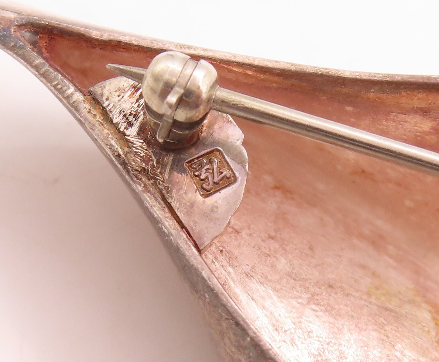 925 Sterling Silver Vintage Brooch Pin Designer Chinese Domed Carved  BP11445