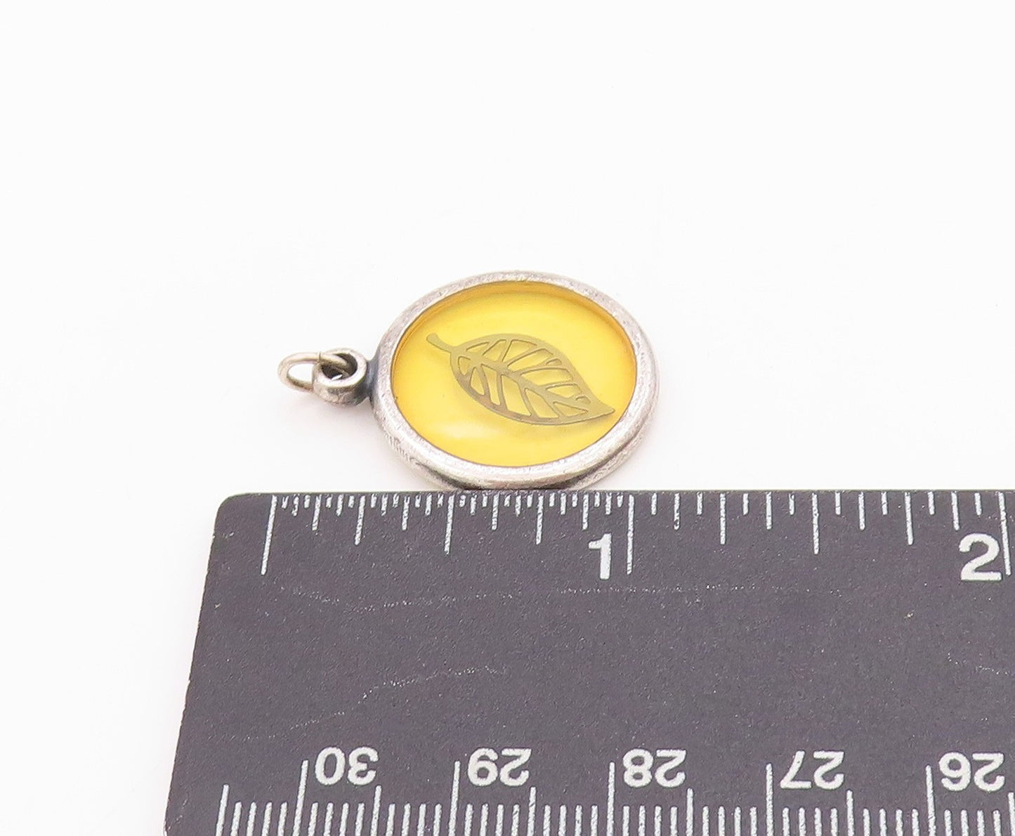 925 Sterling Silver Vintage Pendant Modernist Caged Leaf Design  PT24579