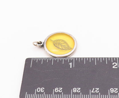 925 Sterling Silver Vintage Pendant Modernist Caged Leaf Design  PT24579