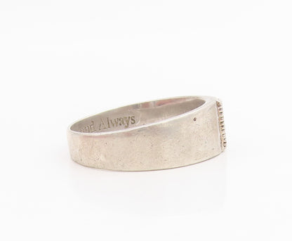 925 Sterling Silver Vintage Ring Real Diamonds Engraved Band  Sz 13.5  RG34800