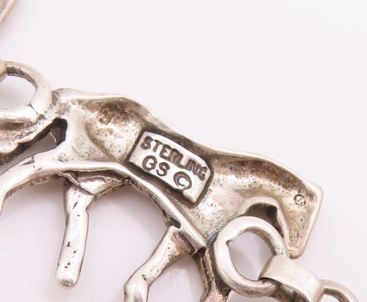 925 Sterling Silver Vintage Bracelet GLENN SANDOVAL NAVAJO Horse Link  BT11830