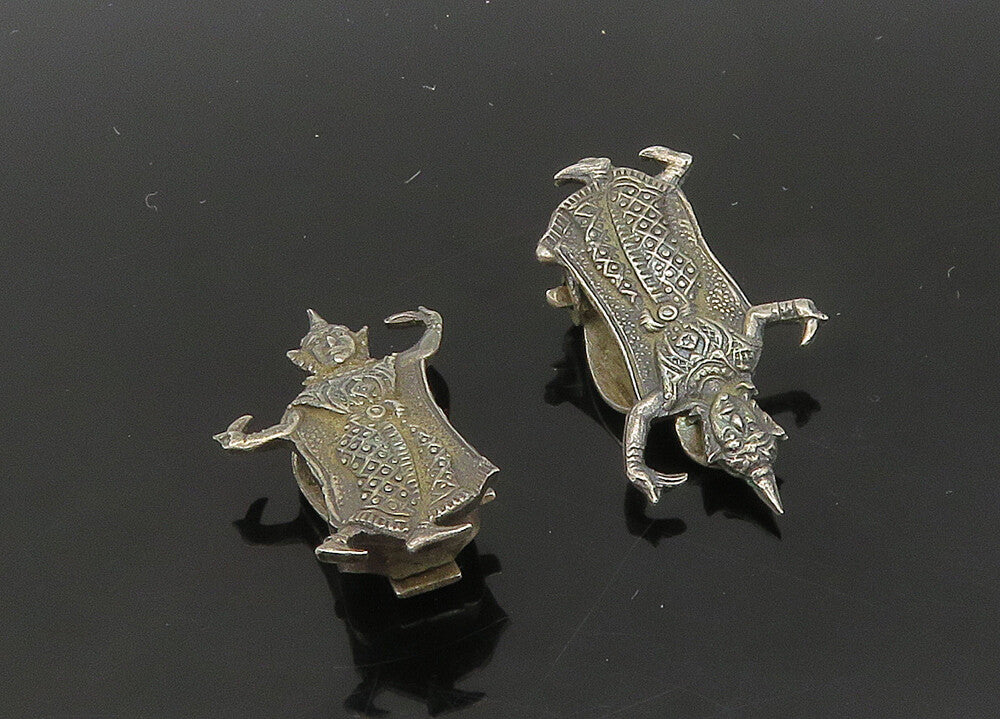SIAM 925 Sterling Silver  Vintage Dark Tone Dancer Drop Earrings  EG10526