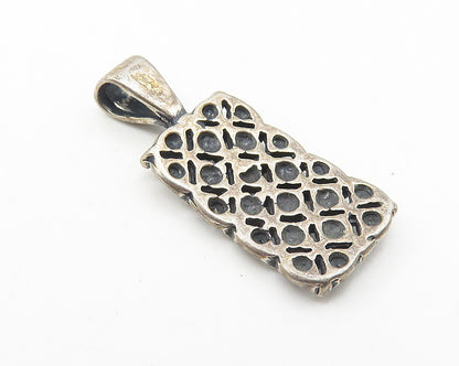 925 Sterling Silver  Vintage Oxidized Petite Floral Pattern Pendant  PT8205