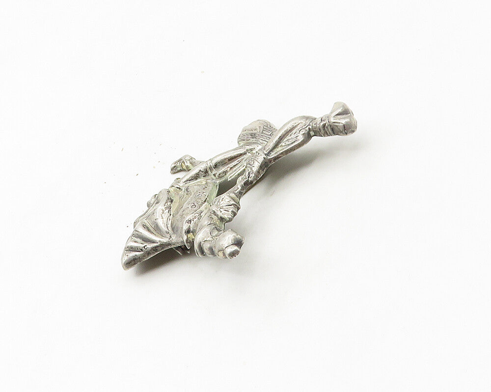 LANG 925 Sterling Silver  Vintage Dancing Couple Motif Brooch Pin  BP6757