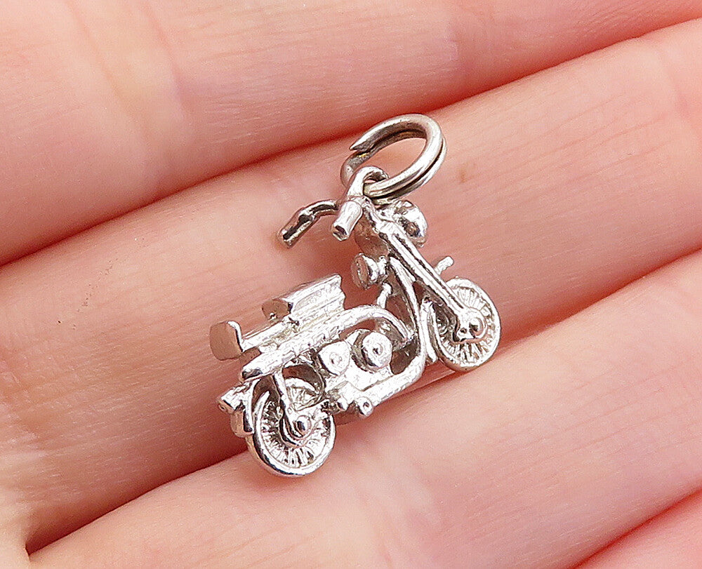 925 Sterling Silver  Vintage Shiny Petite Motorcycle Motif Pendant  PT4239