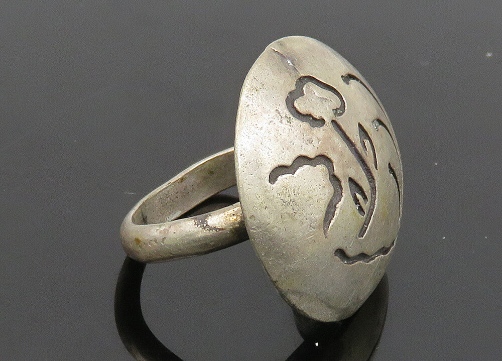 925 Sterling Silver  Vintage Blooming Flower Scene Band Ring Sz 7.5  RG21103