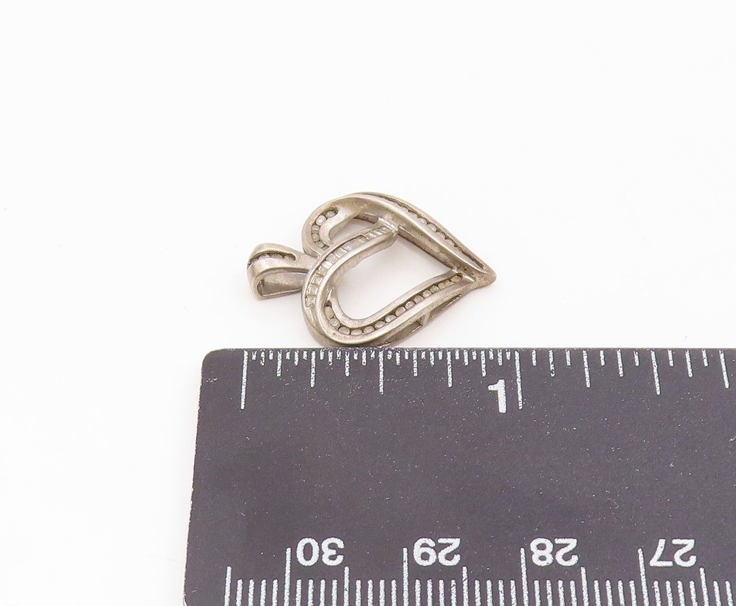 925 Sterling Silver  Vintage Genuine Diamonds Open Love Heart Pendant  PT21503