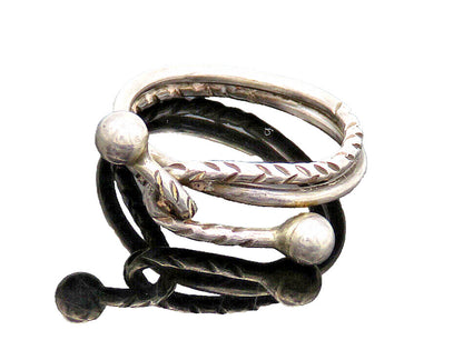 925 Sterling Silver  Vintage Etched Detail Bypass Style Band Ring Sz 6 RG20313